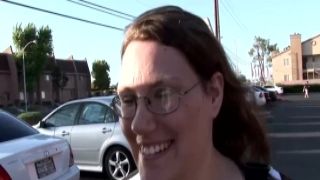 Fat street chick in glasses sucks big dick